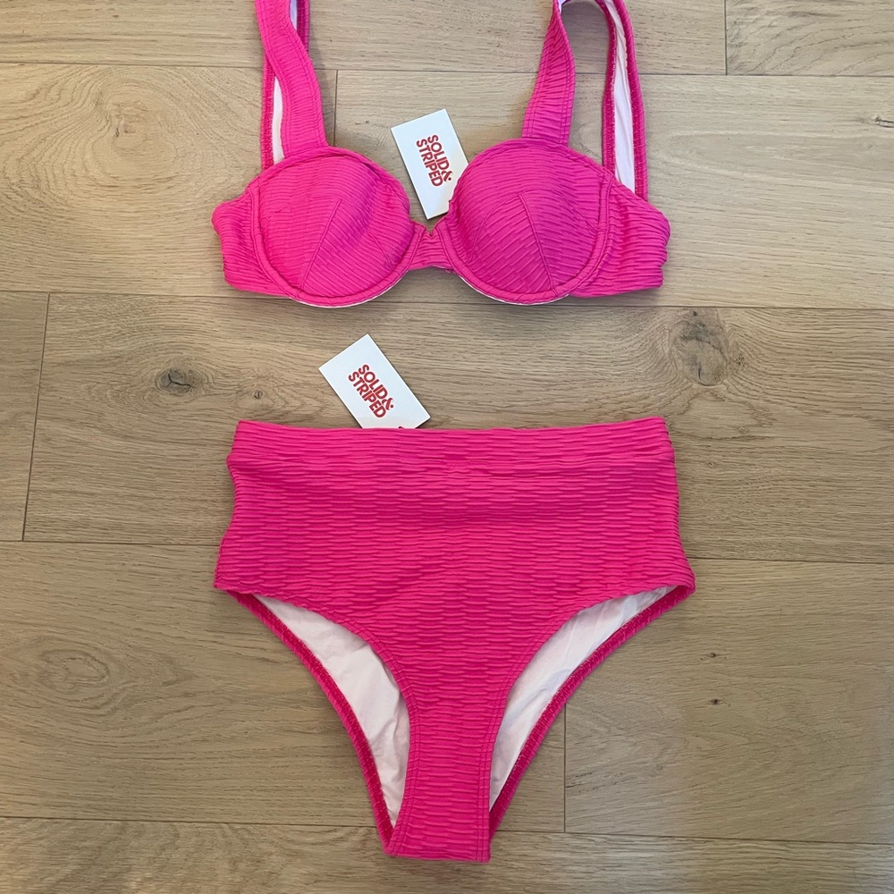 SOLID & STRIPED Pink Bikini Set